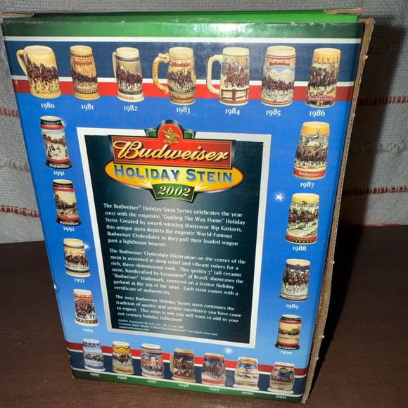 Vintage Budweiser Holiday Stein 2002 - Vibrant Blue and Red - Picture 3 of 13